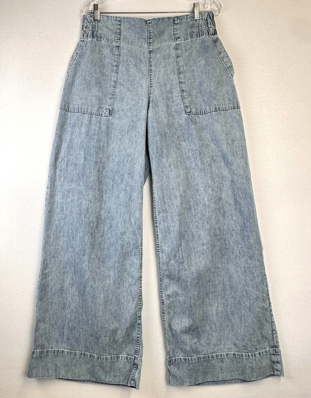 Free People We The Free Breezy Pull-On Wide Leg Jeans Light Wash Women's L